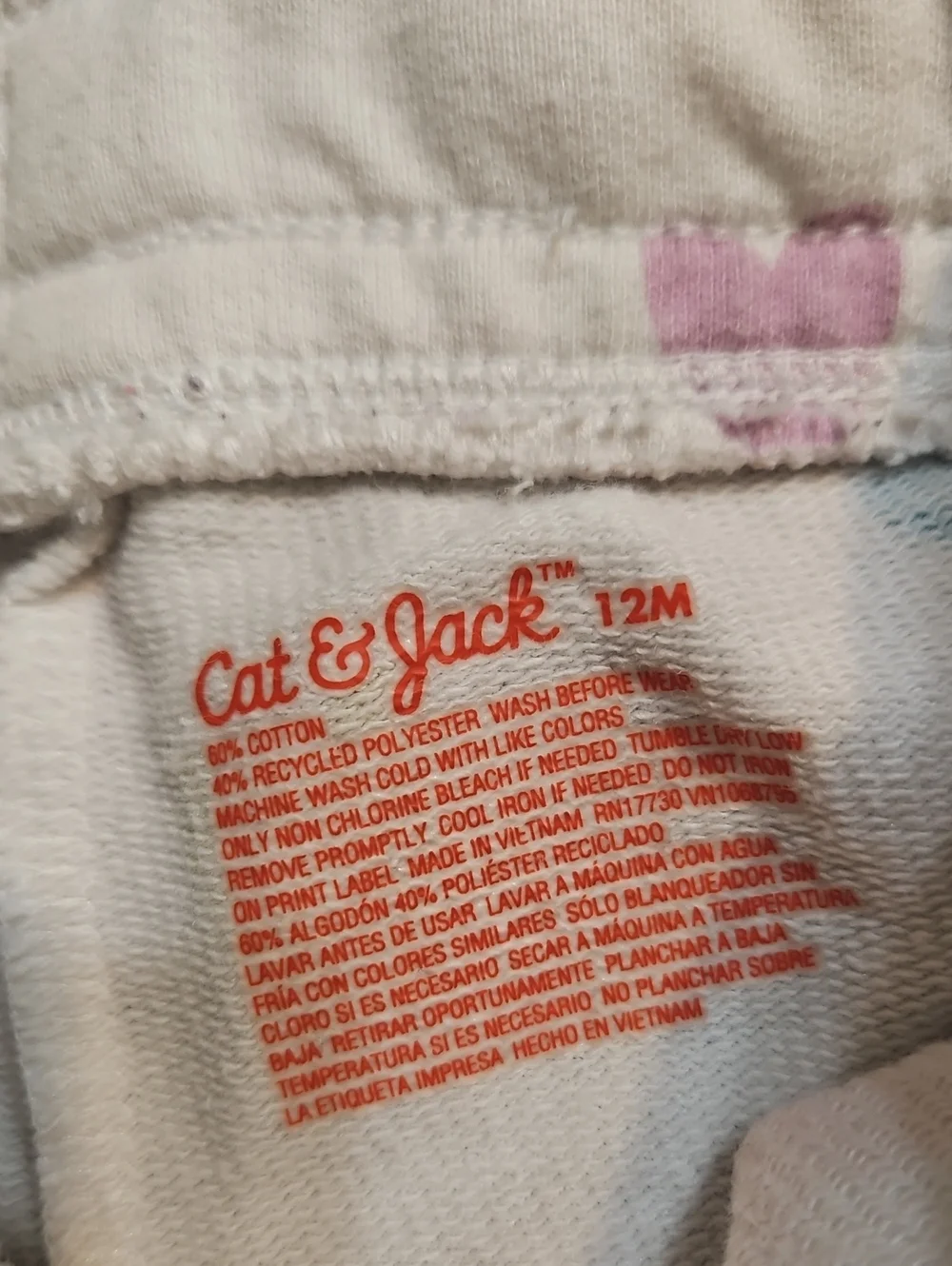Cat & Jack white Shorts with pink heart trim
